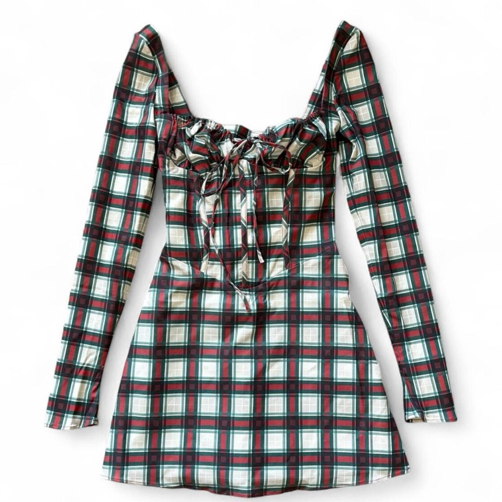 House of CB Malika Red Tartan Corset Mini Dress